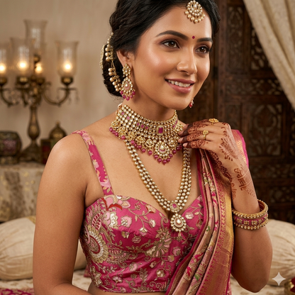 Peach Pure Heavy Banarasi Position Work Corset Style Blouse