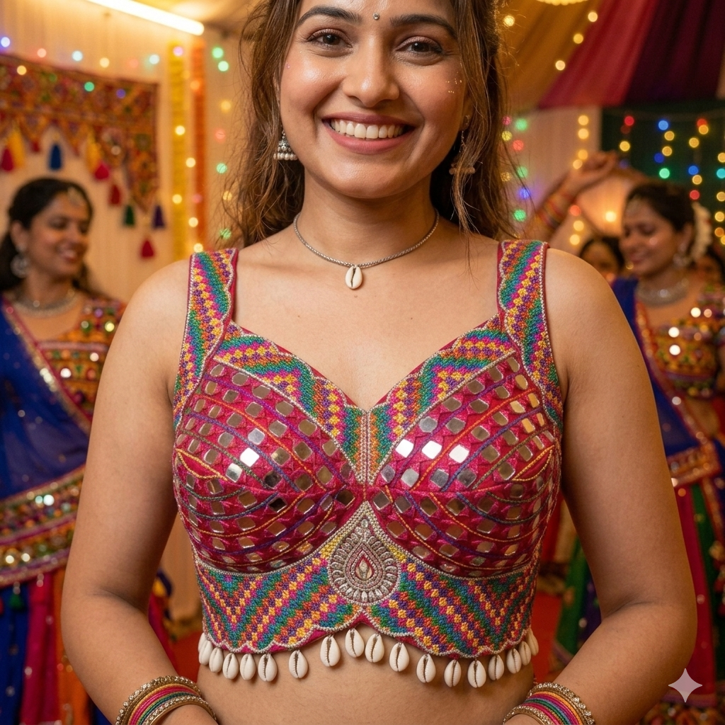 Red Pure Heavy Real Mirror Thread &amp; Kaudi Wok Bridal Blouse