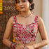 Red Pure Fox Georgette Antique Codding Sequins Wok Blouse