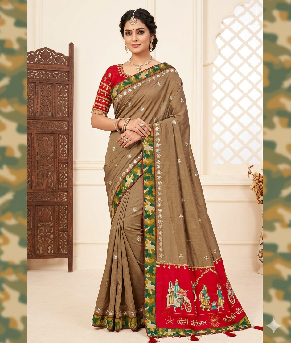 Chiku Pure Soft Rangoli Silk Embroidery Work Panter Patola Saree