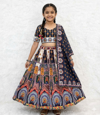 Black Pure Heavy Silk Digital Printed Kid&