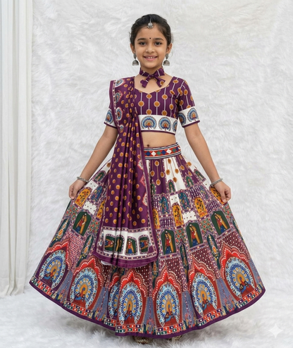 Wine Pure Heavy Silk Digital Printed Kid&