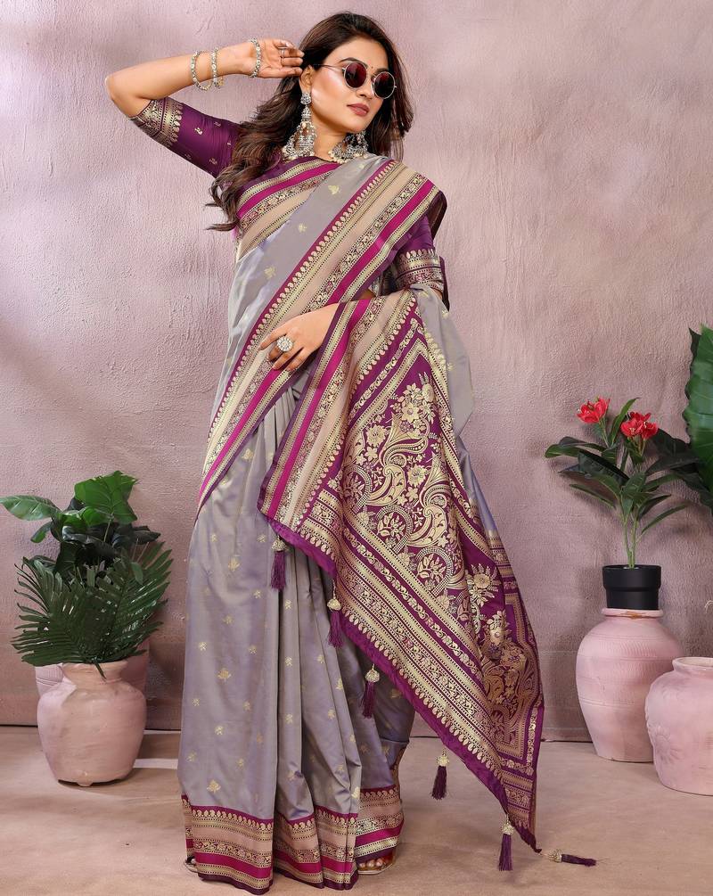 Purple Blue Pure Handloom Kalamkari Silk Saree Kalamkari Saree Anant Tex Exports Pvt.Ltd..