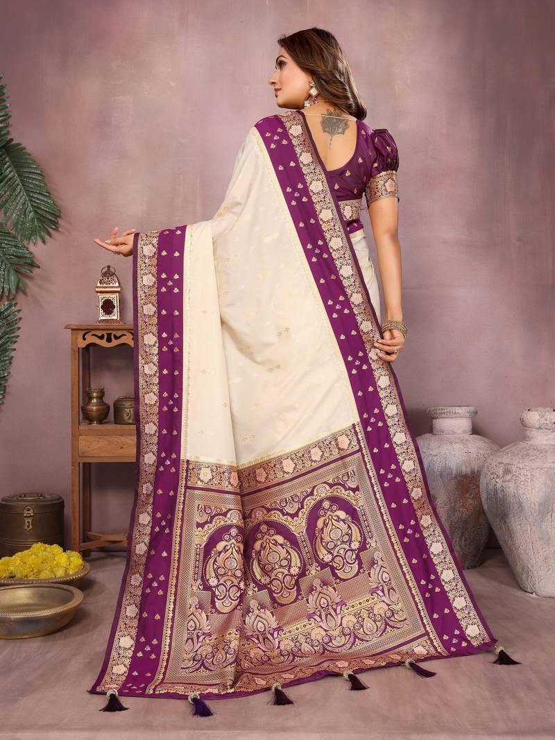 Beige Pure Handloom Kalamkari Silk Saree