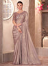 Beige Pure Georgette Chiffon With Embroidery Sequins Saree 