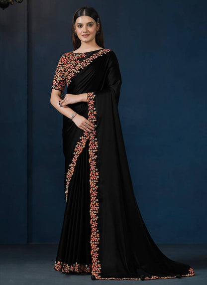 Crepe Satin Silk Saree