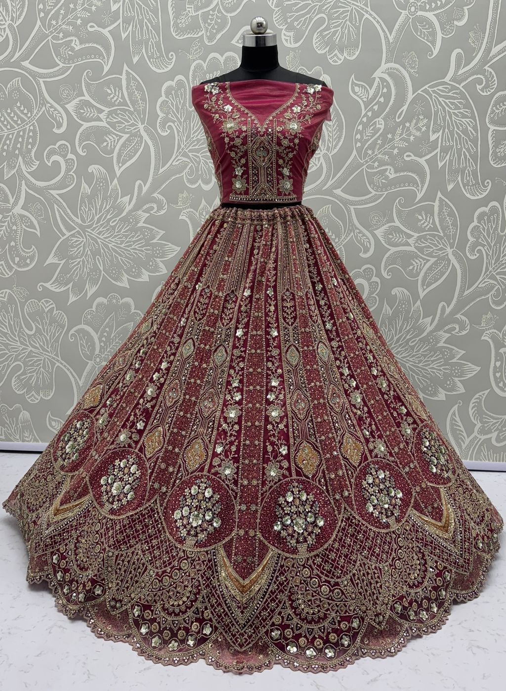 Pink Pure Soft Orgenza Sequins Work Bridal Lehenga Choli