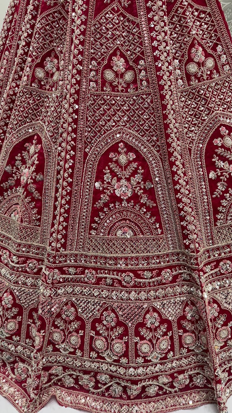 Red Pure Soft Satin Silk Heavy Embroidery Work Bridal Lehenga
