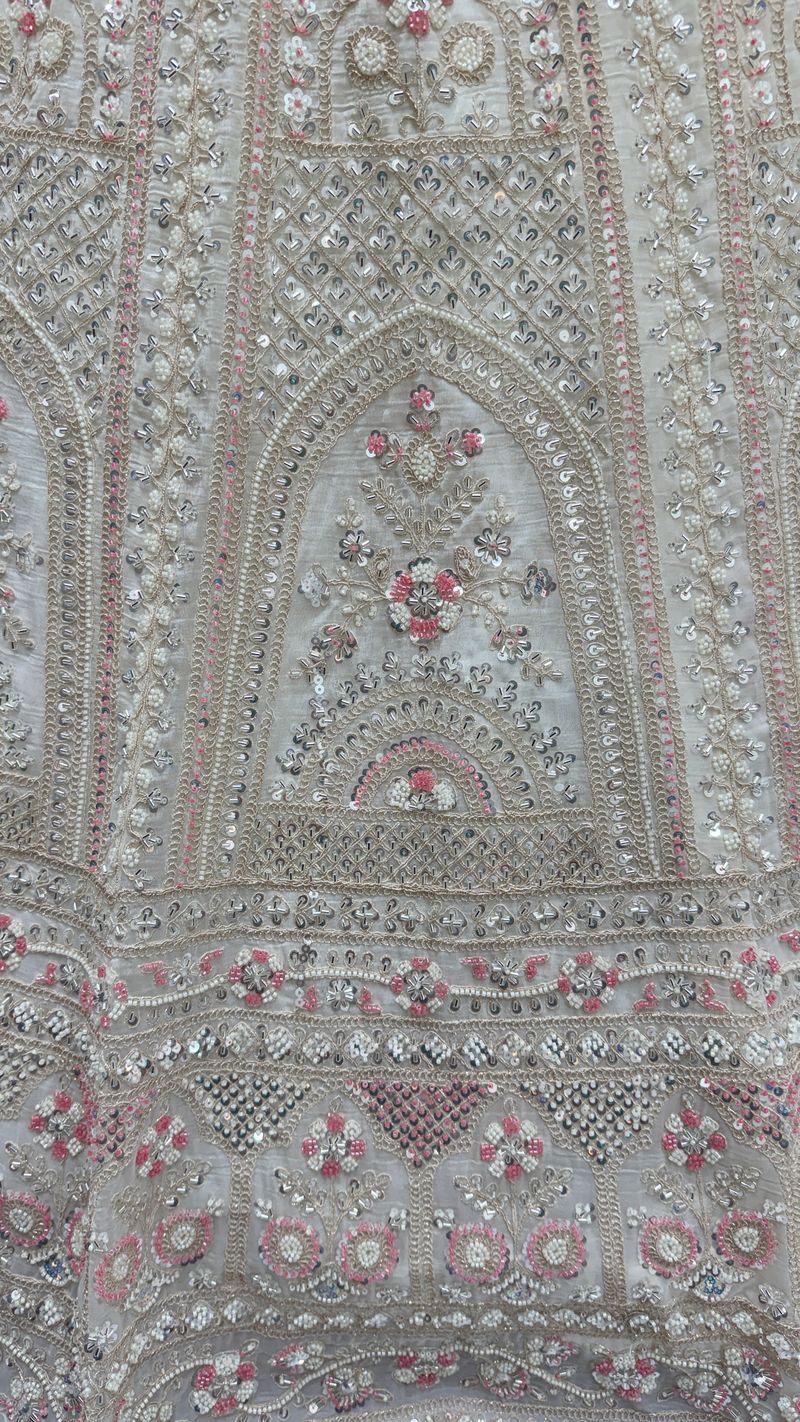 White Pure Soft Satin Silk Heavy Embroidery Work Bridal Lehenga