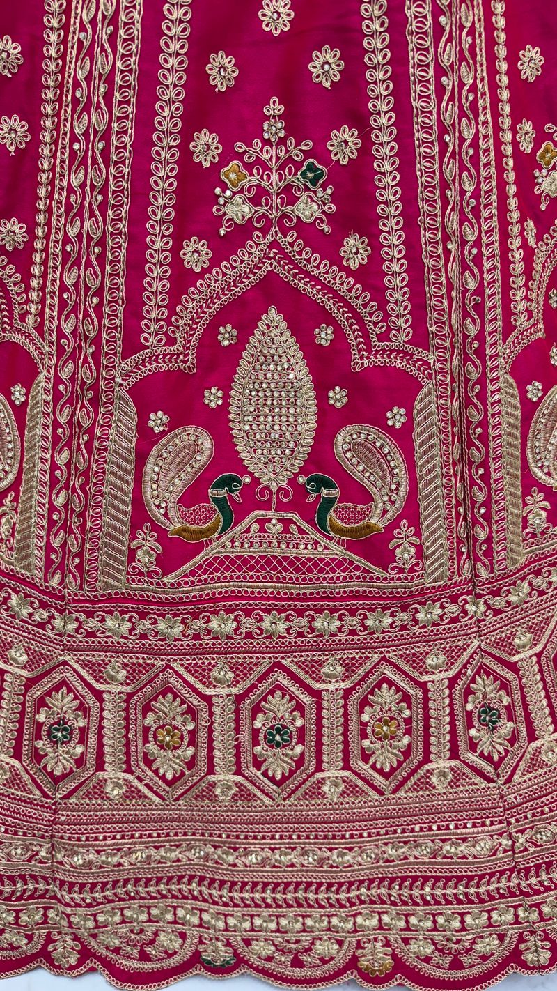 Pink Pure Soft Heavy Silk Sequins Embroidery Work Bridal Lehenga 