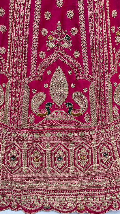 Pink Pure Soft Heavy Silk Sequins Embroidery Work Bridal Lehenga 