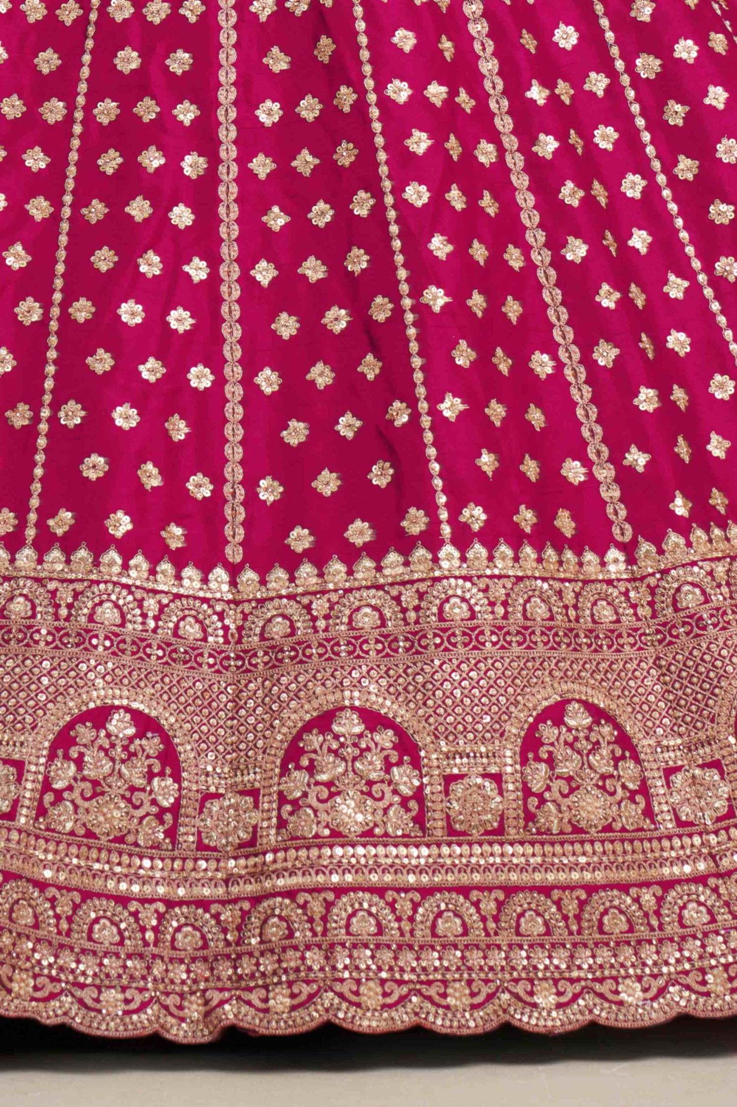 Rani Pink Silk Lehenga Choli with Heavy Zari Embroidery