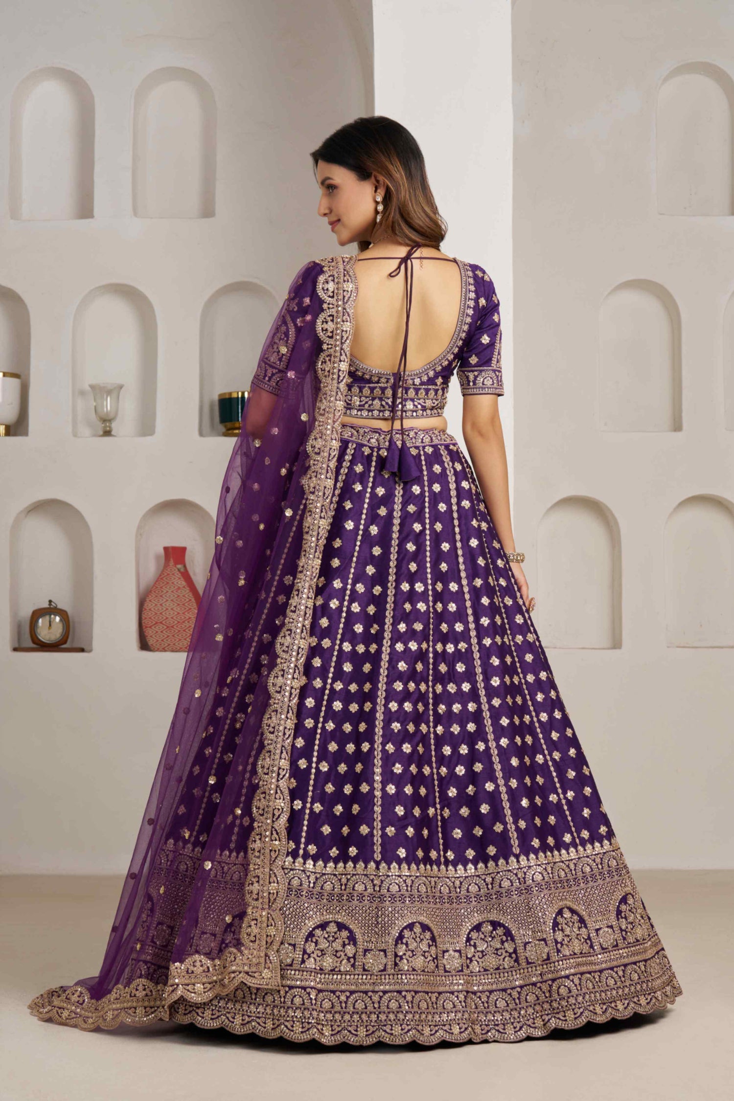 Royal Purple Silk Lehenga Choli with Heavy Zari Embroidery
