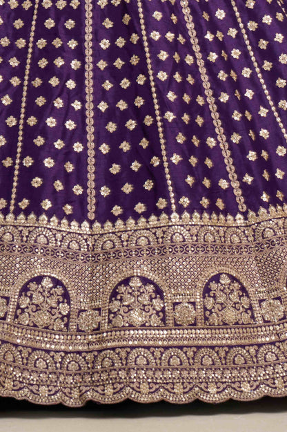 Royal Purple Silk Lehenga Choli with Heavy Zari Embroidery