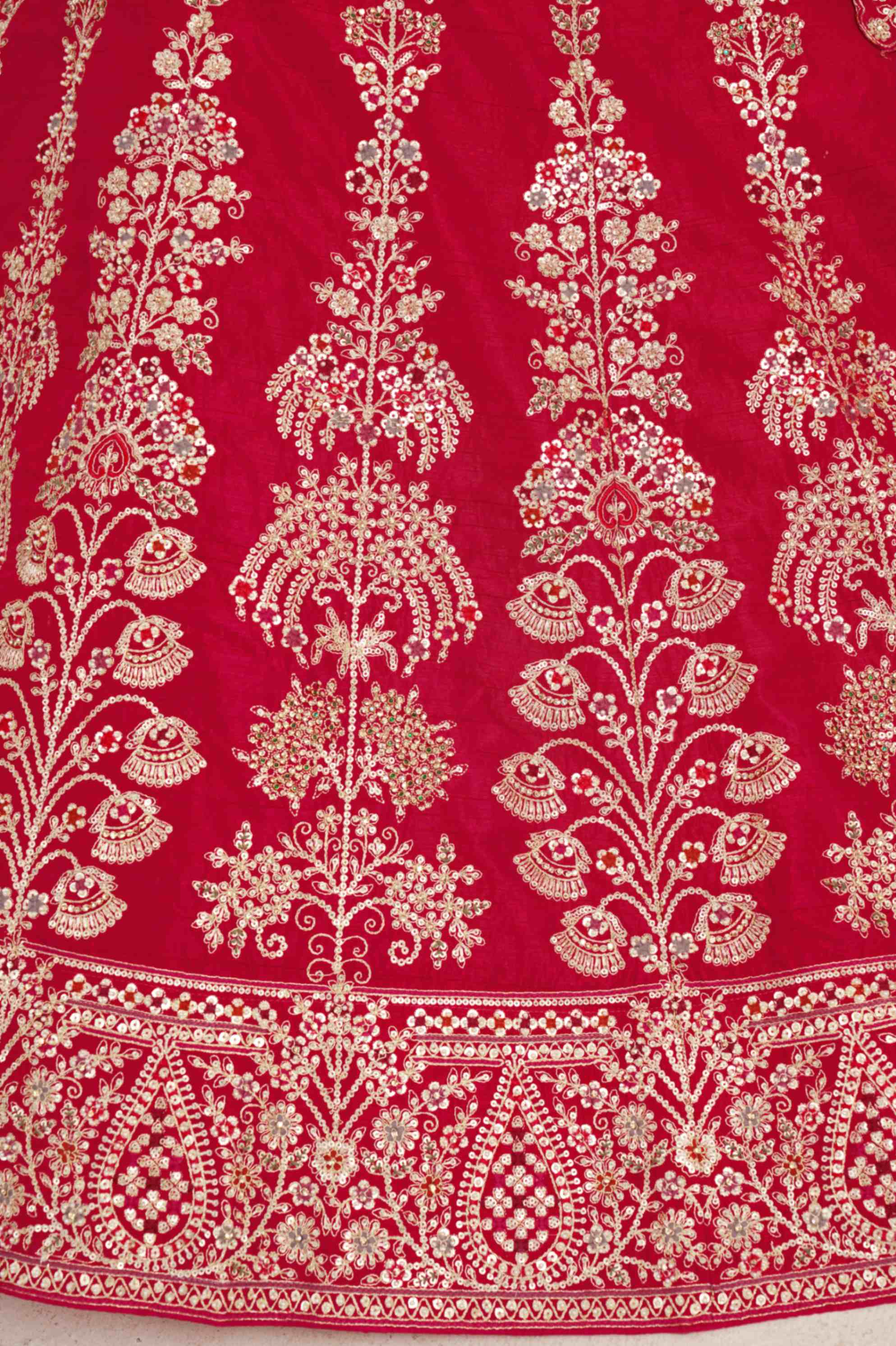 Rani Pink Silk Embroidered Lehenga Choli with Organza Dupatta
