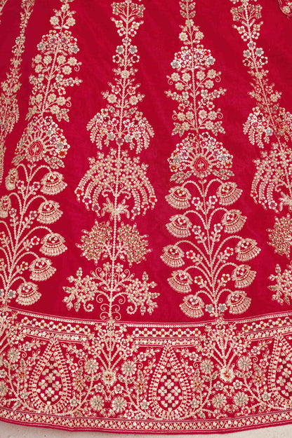 Rani Pink Silk Embroidered Lehenga Choli with Organza Dupatta