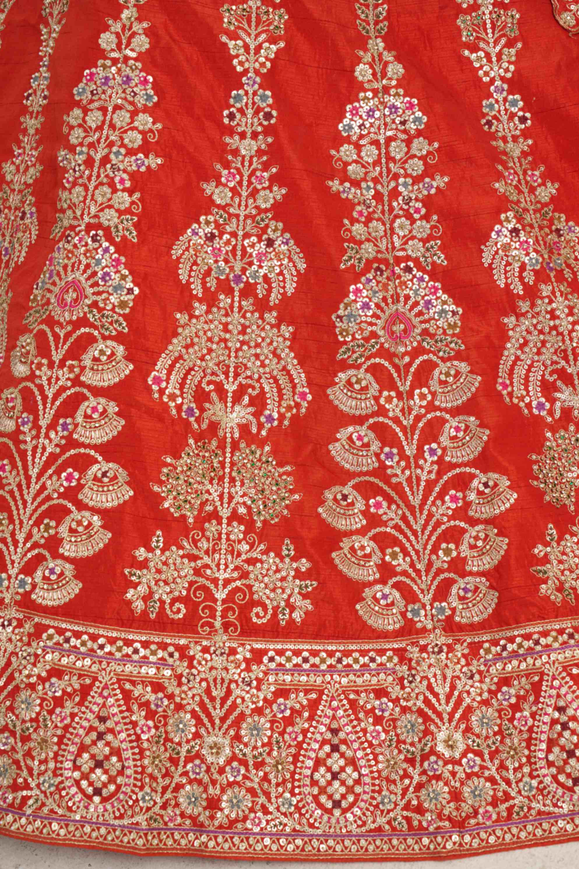 Orange Silk Embroidered Lehenga Choli with Organza Dupatta