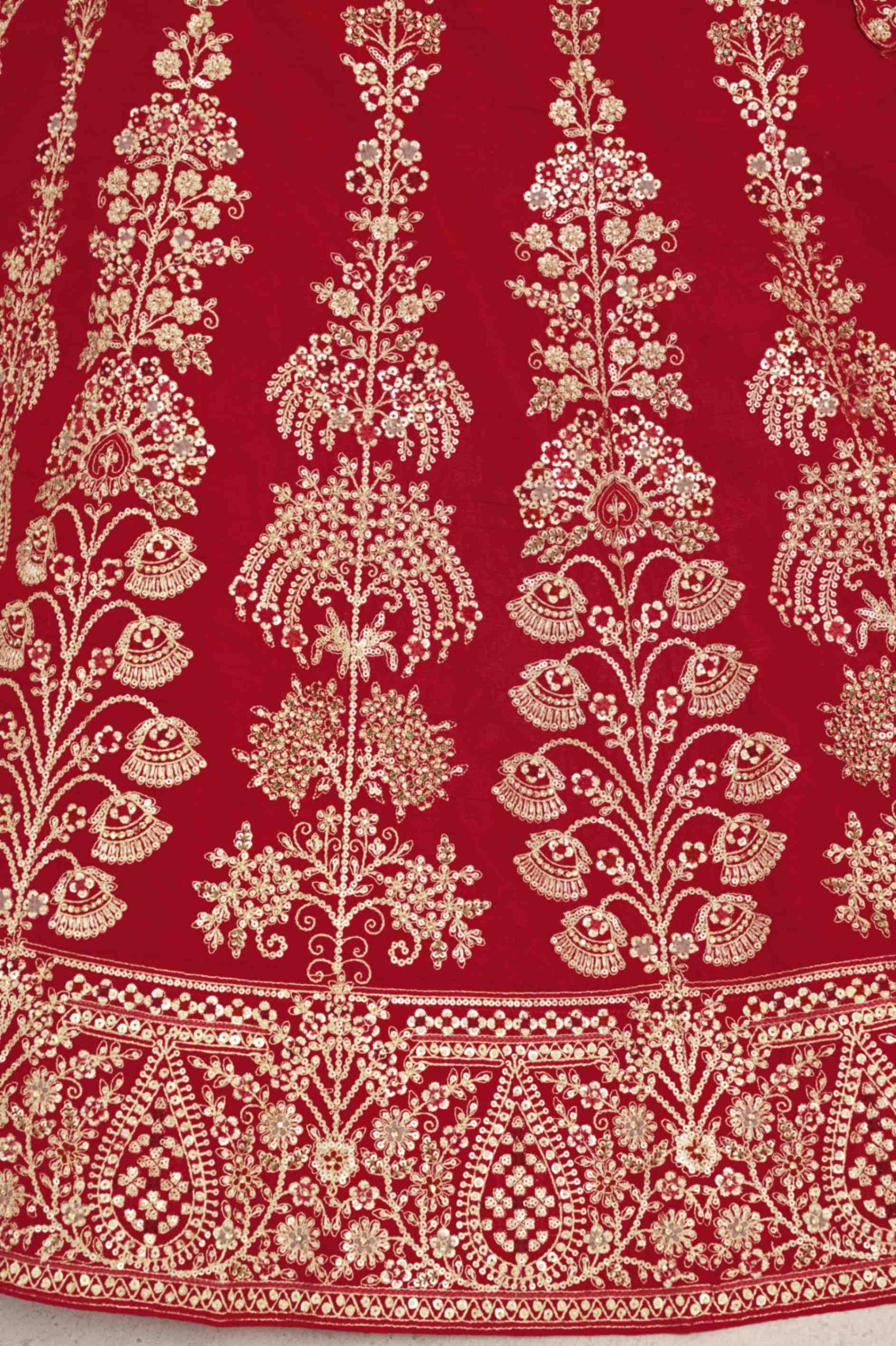 Red Silk Embroidered Lehenga Choli with Organza Dupatta