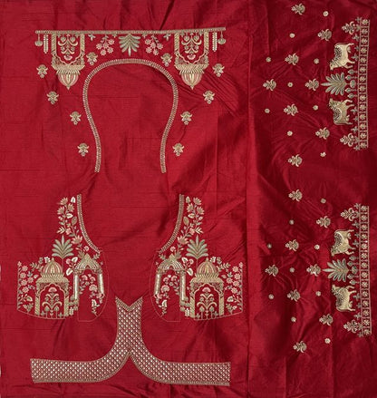 Red Pure Soft Net Heavy Embroidery Work Bridal Lehenga