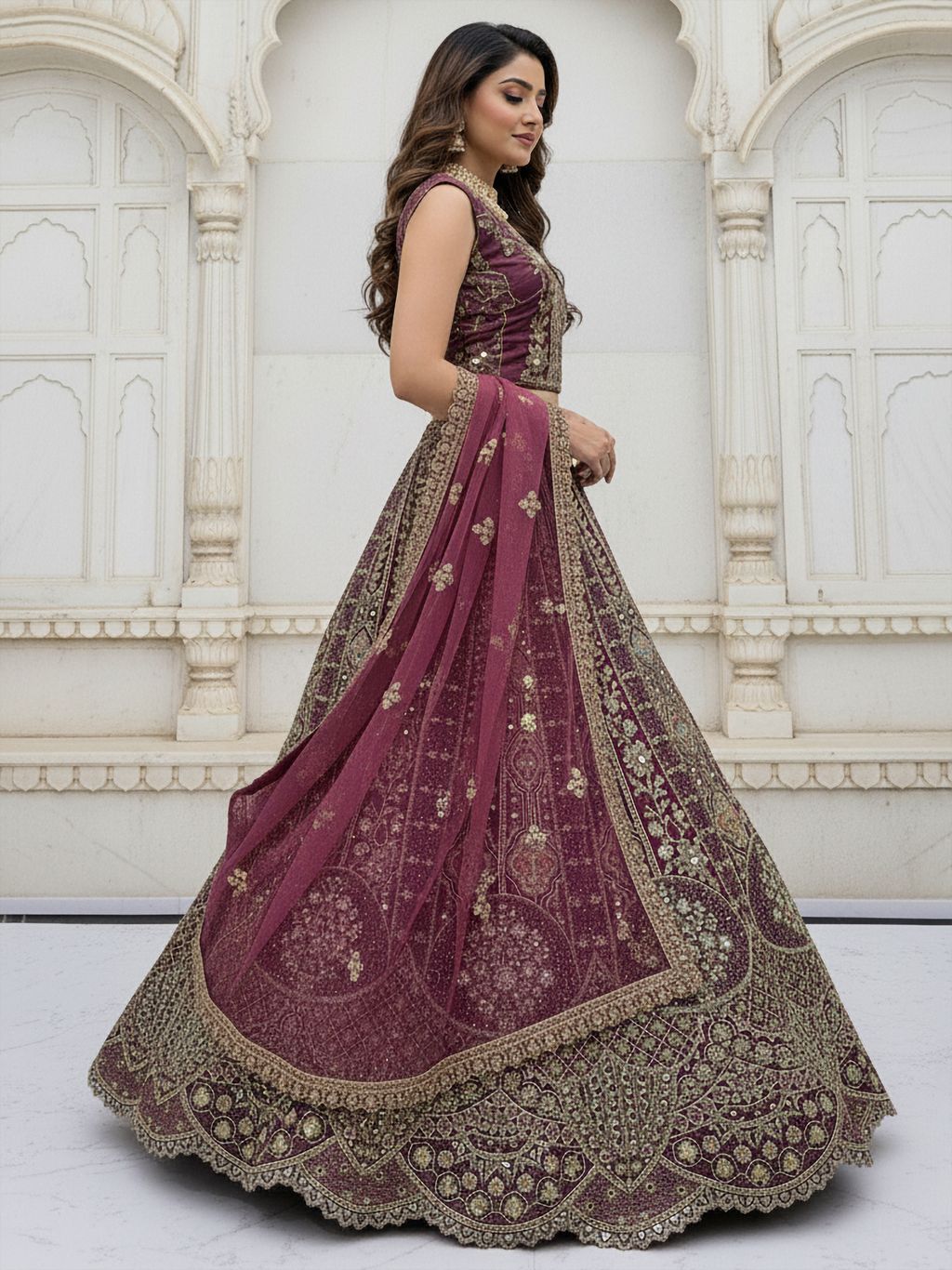 Onion Pure Soft Orgenza Sequins Work Bridal Lehenga Choli Organza Lehenga Choli Anant Tex Exports Pvt.Ltd..