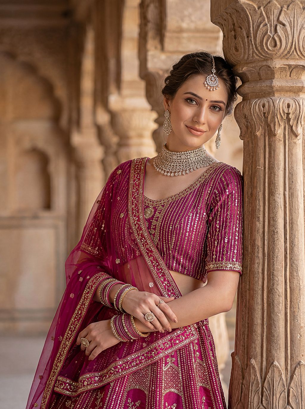 Pink Pure Soft Silk Heavy Embroidery Work Bridal Lehenga