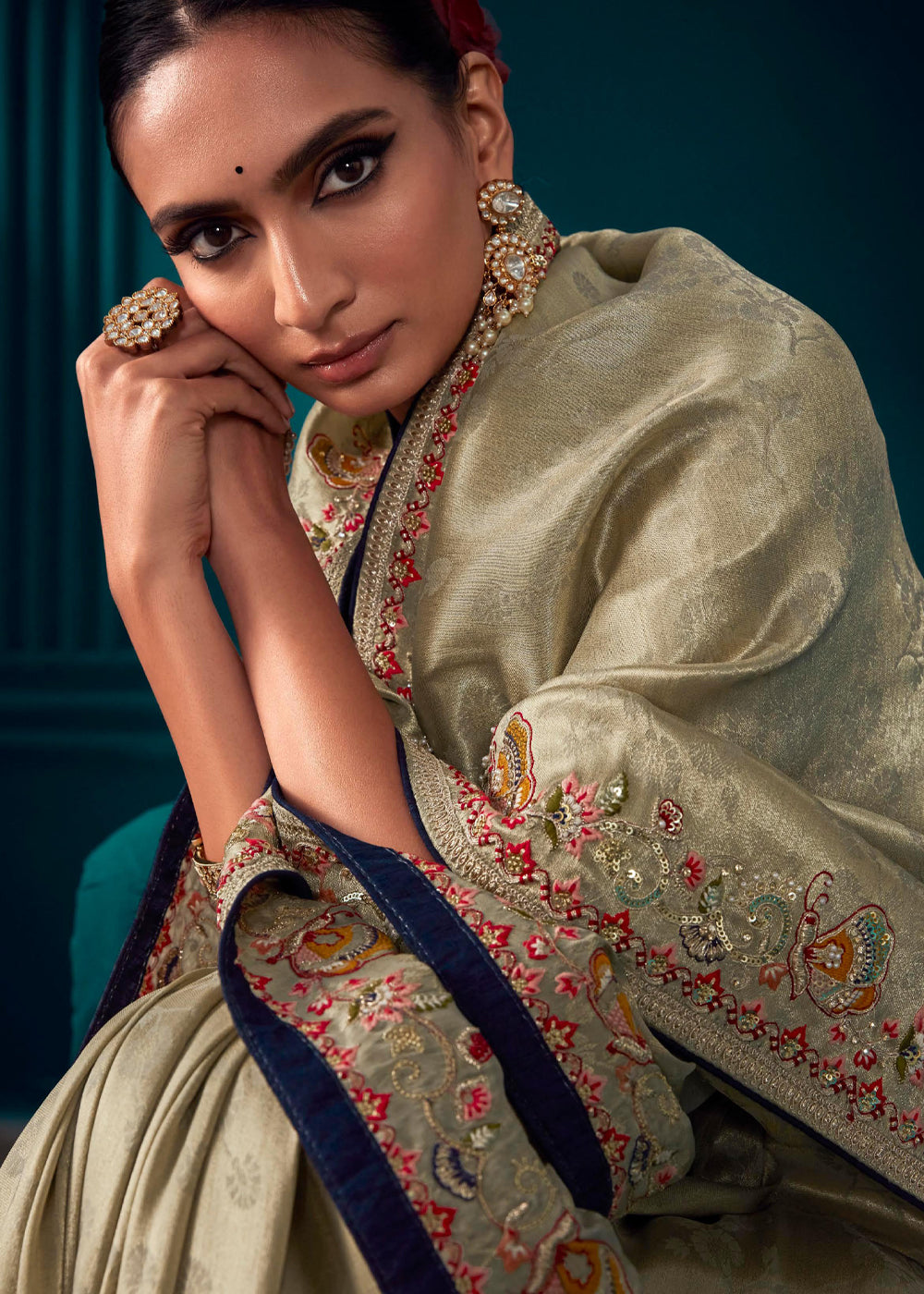 Beautiful Designer Rodeo Dust Banarasi Kanjivaram Wedding Saree