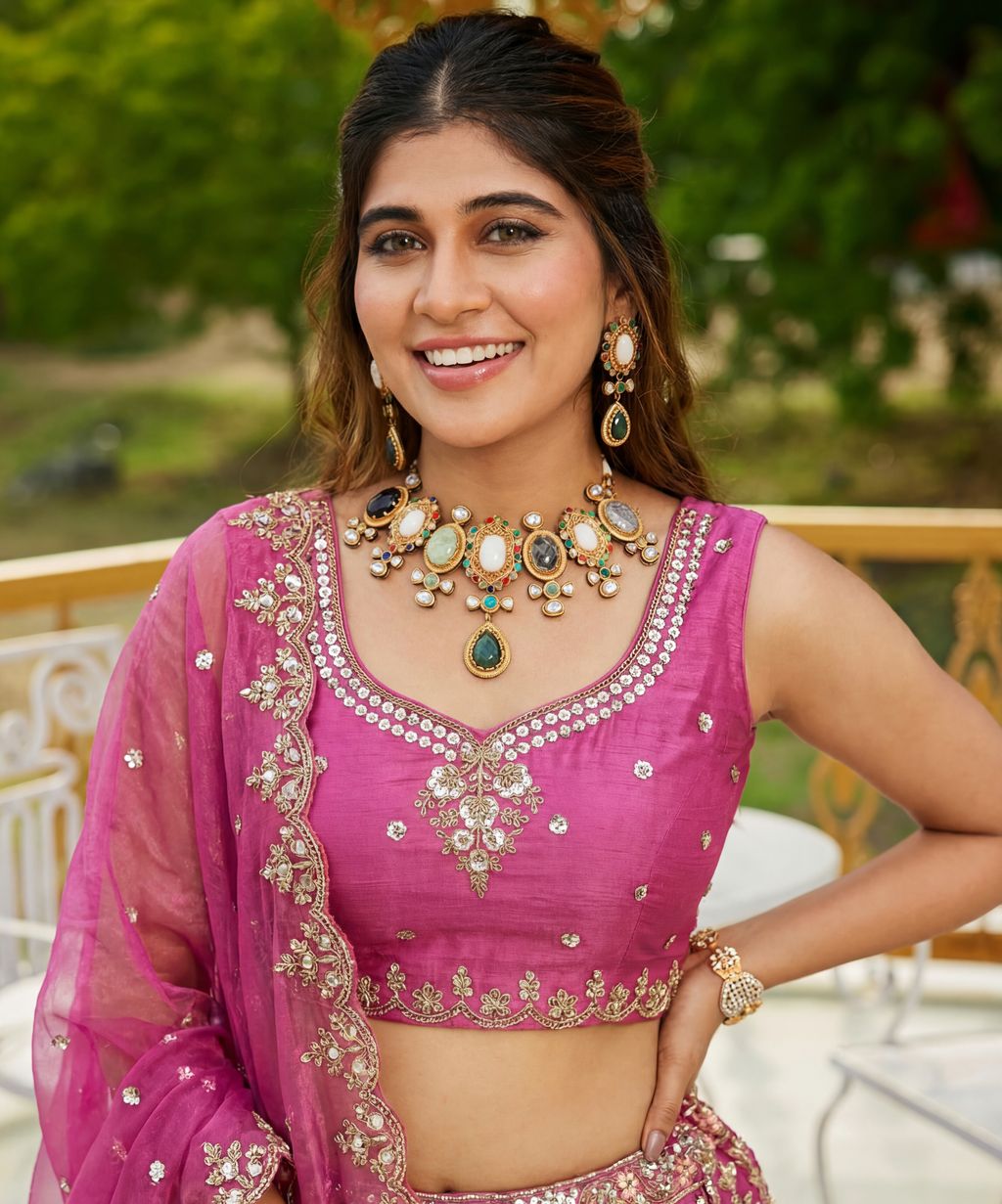 Pink Pure Soft Net Heavy Embroidery Work Bridal Lehenga