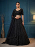 Black Pure Soft Net Heavy Embroidery Work Bridal Lehenga 
