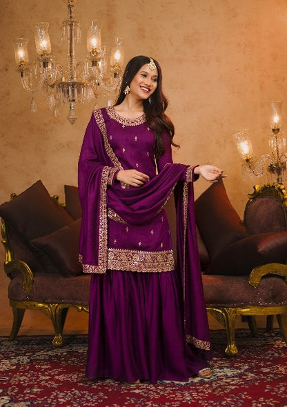 Designer sharara suit set with embroidery work


