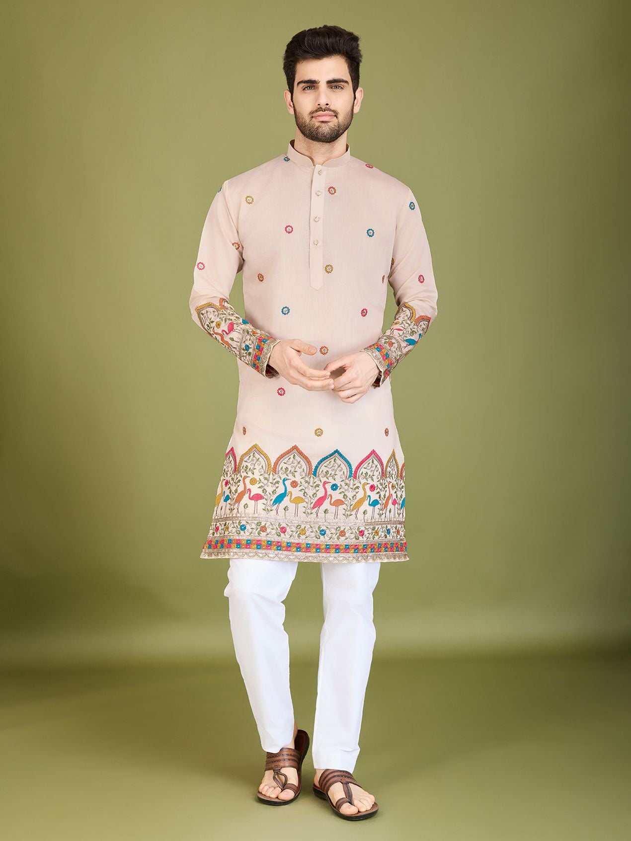 Ivery Colour Viscose Silk Heavy Thread Work Kurta Payjama
