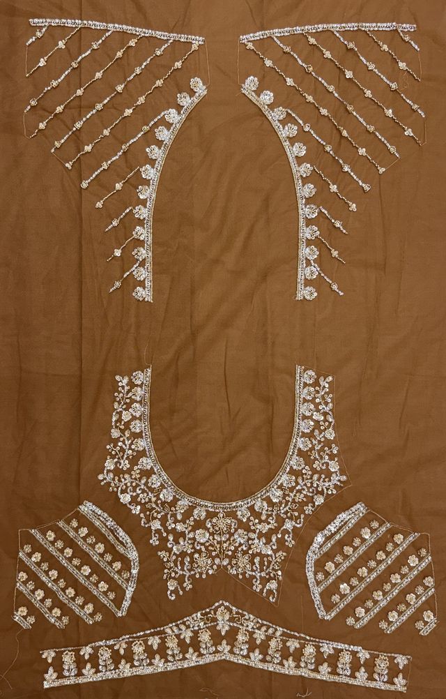 Brown Pure Heavy Net Motif Handwork Zari Sequins Work Bridal Lehenga Choli