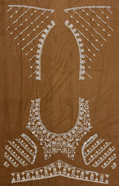 Brown Pure Heavy Net Motif Handwork Zari Sequins Work Bridal Lehenga Choli