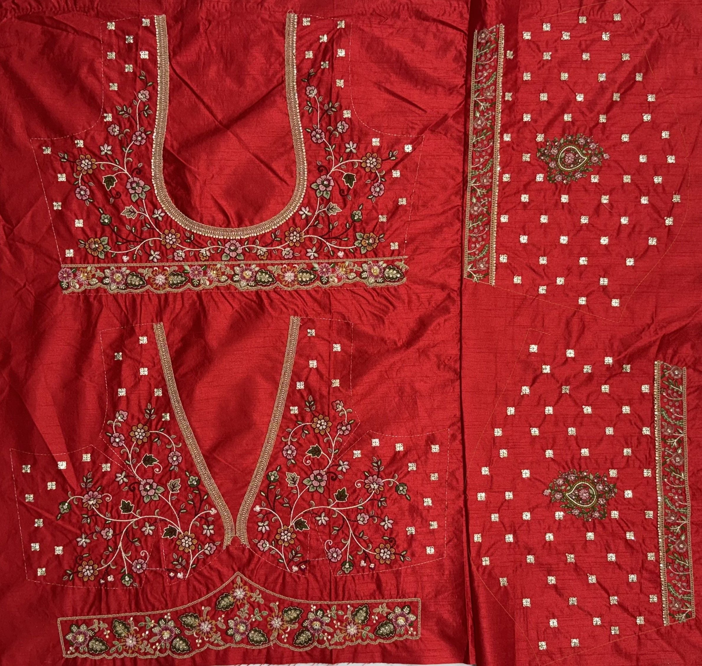 Red Pure Soft Gadhwal Silk Heavy Embroidery Work Bridal Lehenga Choli