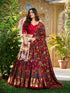 Off White Pure Tasar Silk Kalamkari Print With Foil Work  Lehenga Choli