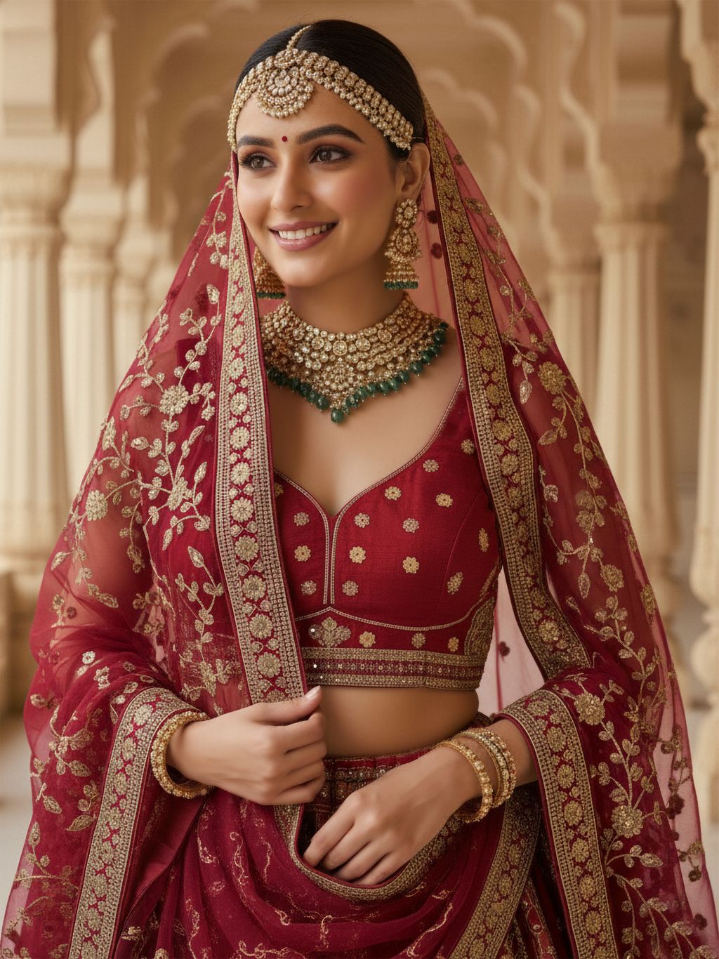 Red Pure Soft Gadhwal Silk Premium Bridal Lehenga Choli
