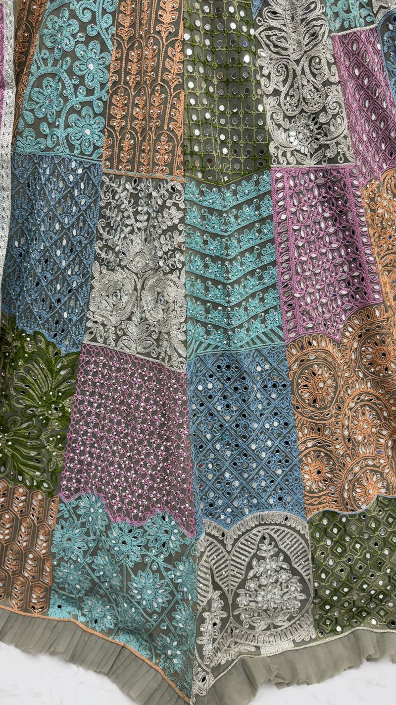 Multicolor Pure Soft Net Heavy Embroidery Work Bridal Lehenga