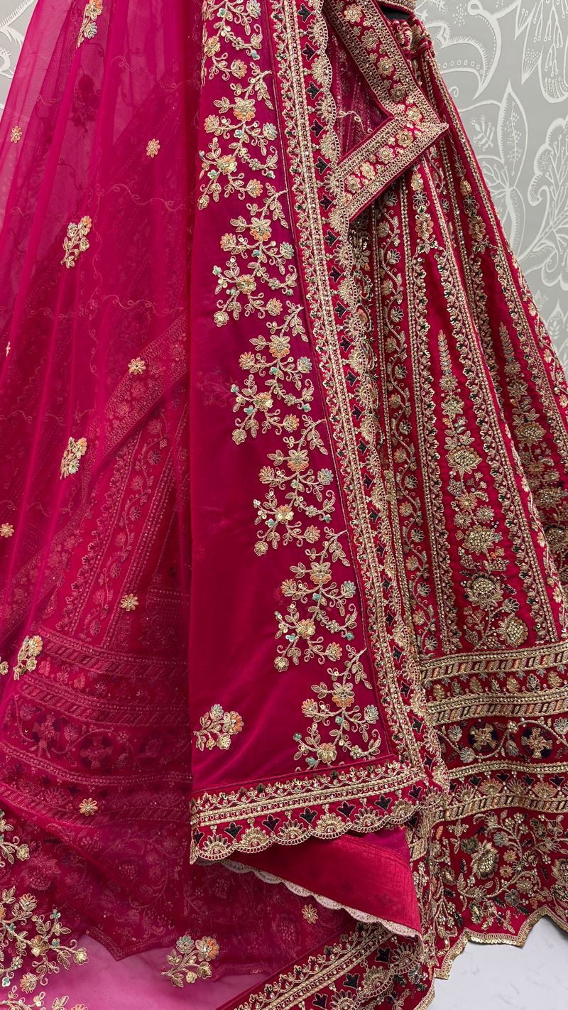 Raspberry Pink Pure Soft Silk Premium Bridal Lehenga Choli Wedding Lehenga Choli Anant Tex Exports Pvt.Ltd..