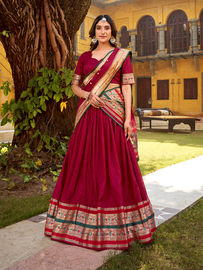 Magenta Pink color Chanderi Ghaghra Choli 