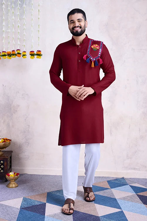 Maroon Color Festival Wear Men&
