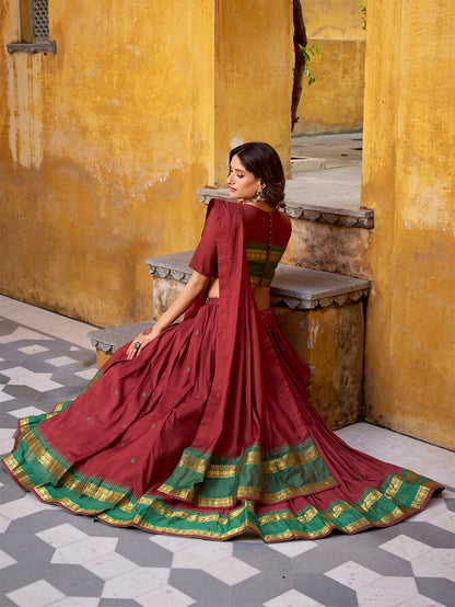 Maroon Color Zari Weaving Work Chanderi Lehenga Choli 