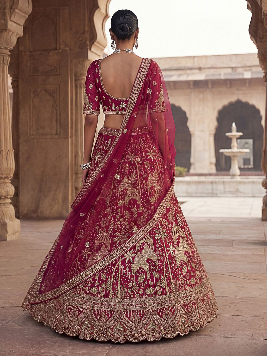 Rani Pink Pure Soft Silk Heavy Embroidery Work Bridal Lehenga 