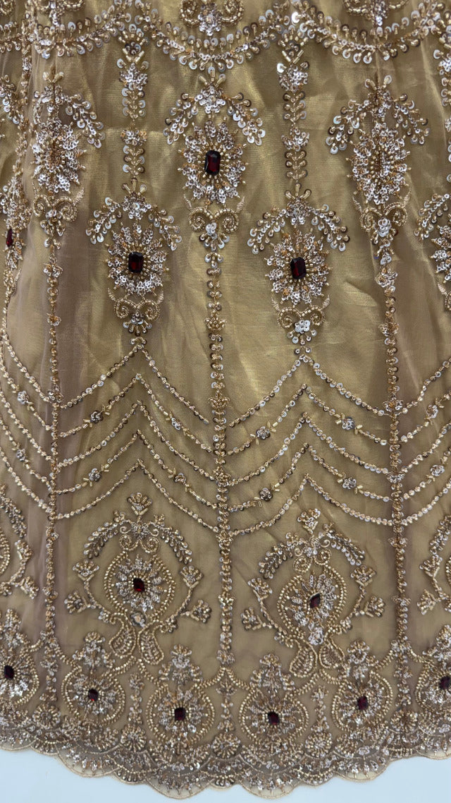 Chicku Pure  Fendi Tussaud Silk Crystal Beads work Multi Thread Dori and Sequins Work Sequins Work Bridal Lehenga Choli