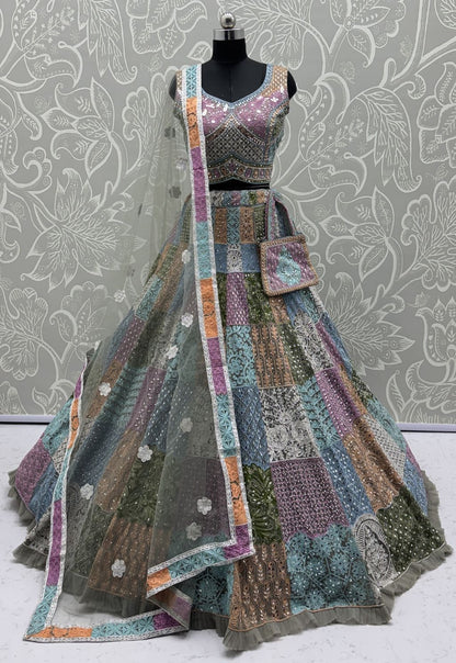 Multicolor Pure Soft Net Heavy Embroidery Work Bridal Lehenga Bridal Lehenga Anant Tex Exports Pvt.Ltd..