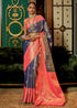 Mulled Blue Soft Silk Zari Base Handloom Soft Silk Saree Banarasi Saree Anant Tex Exports Pvt.Ltd..