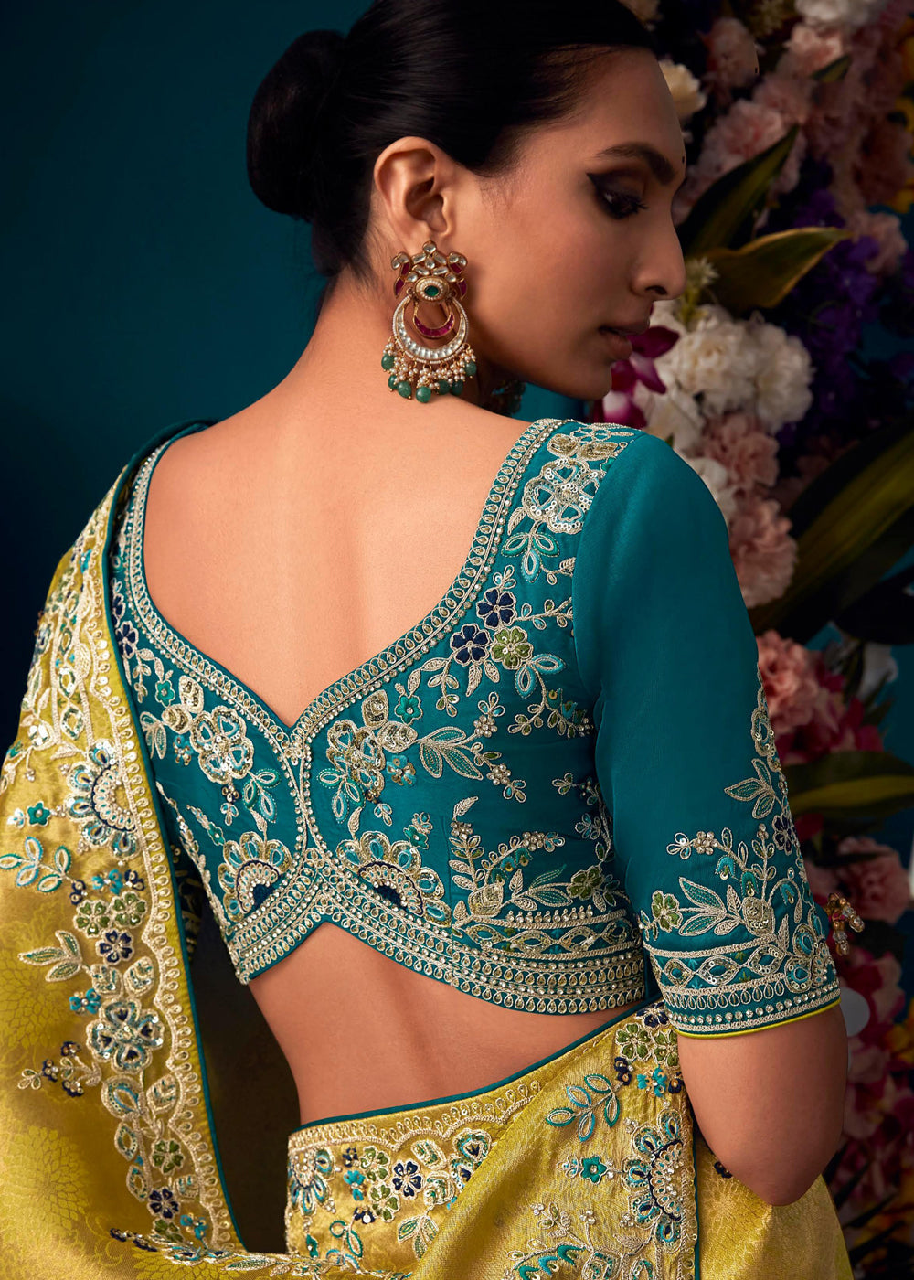 Beautiful Designer Turmeric Yellow Woven Embroidered Banarasi Silk Saree