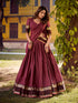Mulberry Color Chex With Zari weaving Work Chettinad Cotton Lehenga Choli 