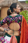 Orange Viscose Rayon Embroidered Work Navratri Chaniya Choli.