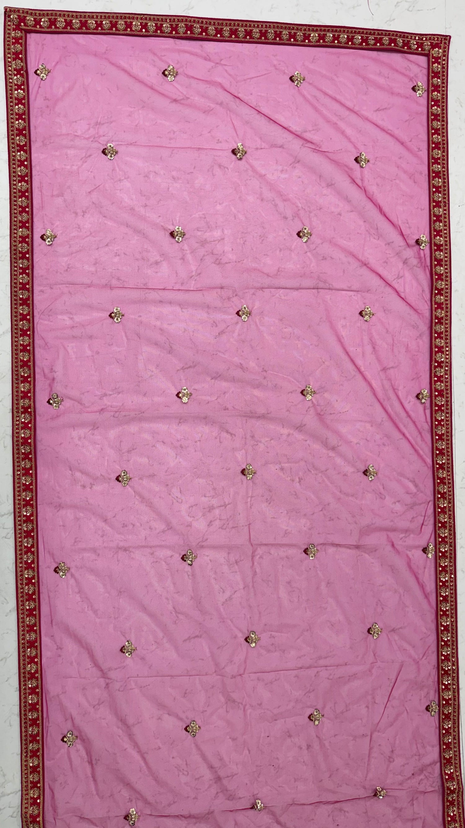 Rani Pink Pure Gadhwal Silk Khatali Handwork Sequins &amp; Crystal Bridal Lehenga Choli