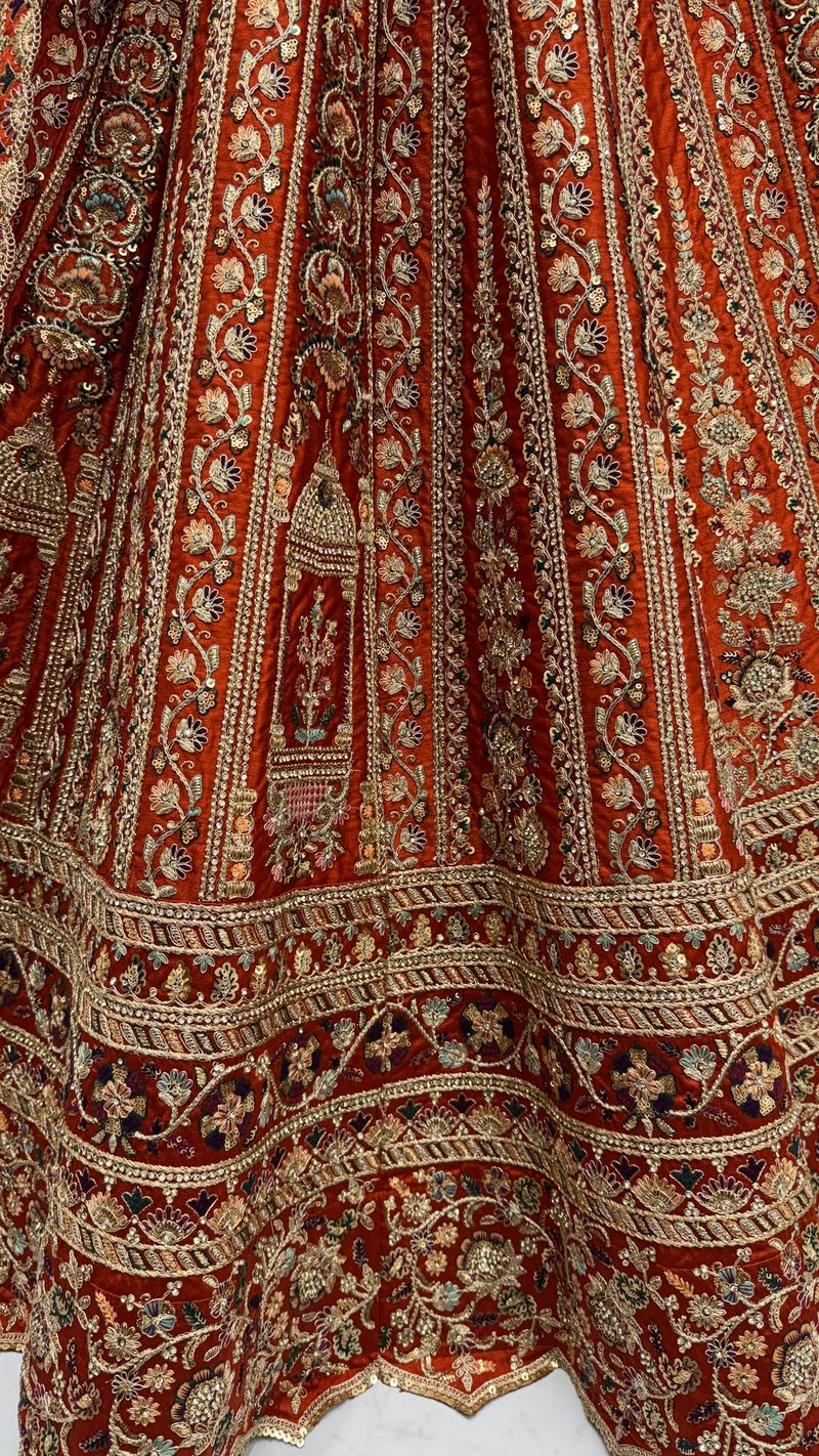 Orange Pure Soft Silk Premium Bridal Lehenga Choli