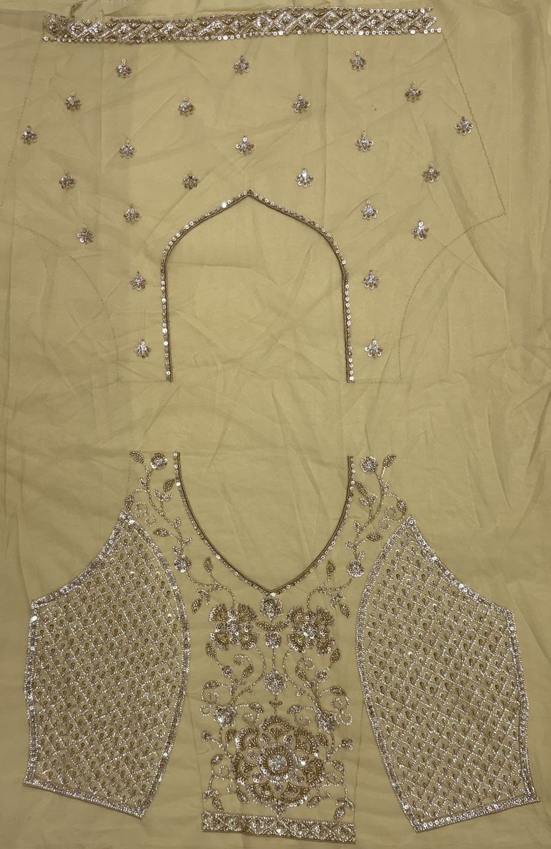 Golden Pure Heavy Net Motif Handwork Zari Sequins Work Bridal Lehenga Choli